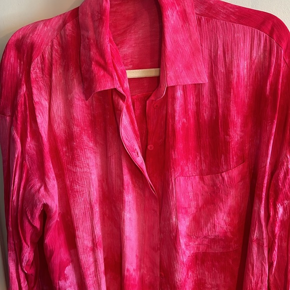 Zara Pink Tye Dye Long Sleeve Button Down - Picture 2 of 4